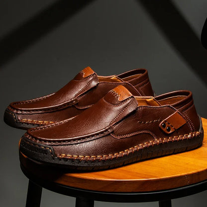Men Casual Comfortable Men Loafers Slip On Leather Shoes Men Flats Hot Sale Outdoor  Walking Shoe New Handmade Leather