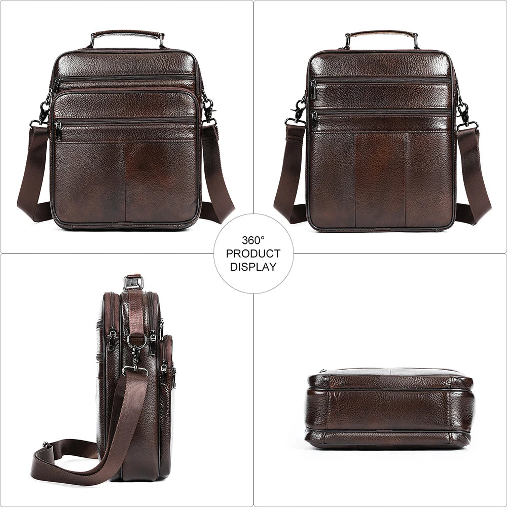 WESTAL Men's Bag Genuine Leather Messenger 13inch Laptop Bags for Document Business Bag Men Shoulder Purses 6173