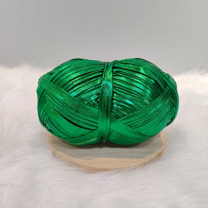 200g  Advanced customized metal texture strip thread handmade DIY woven bag material luminous bright leather material