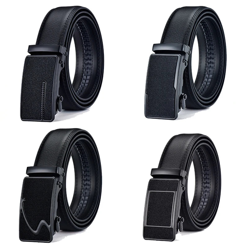 2026 New  cow genuine leather men's belt cowhide strap for male automatic buckle belts for men black buckle belts