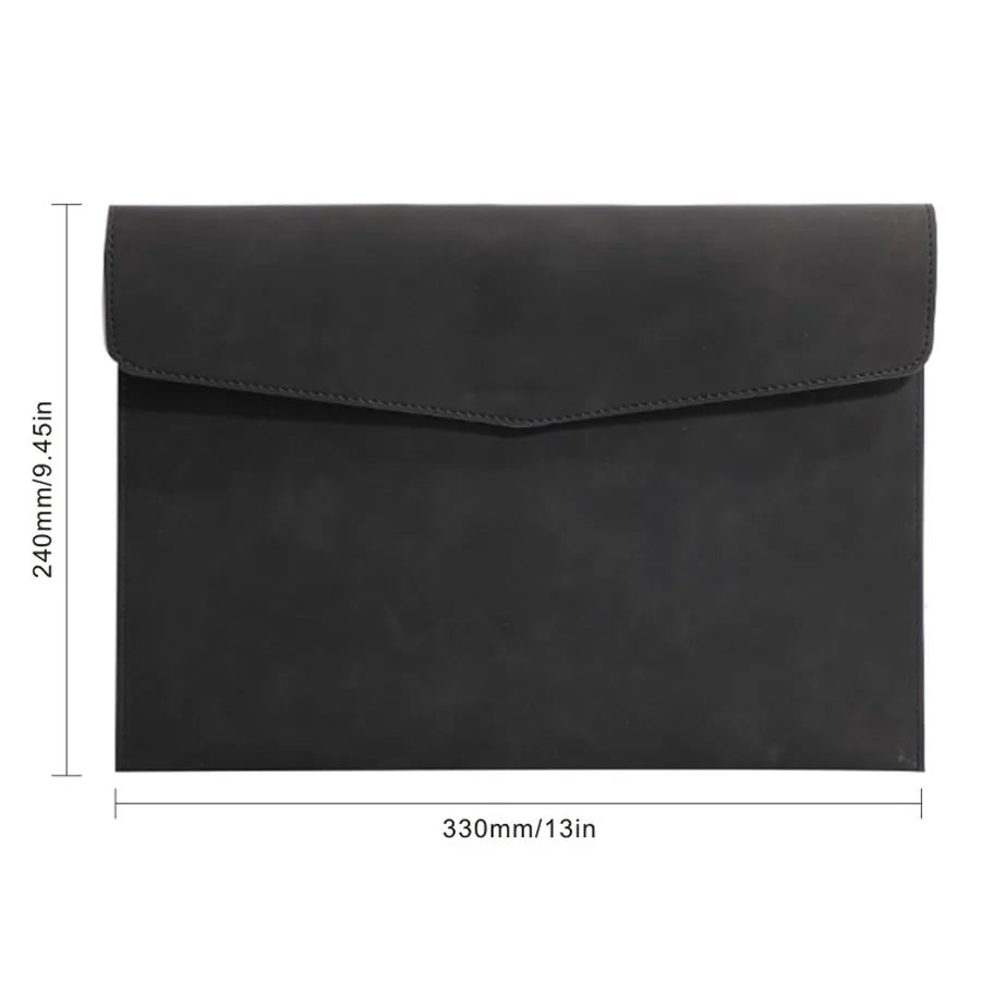 Business Company Office Leather Document Bag, Material Storage Multi-functional A4 Hasp File Bag, Simple Waterproof Laptop Bag