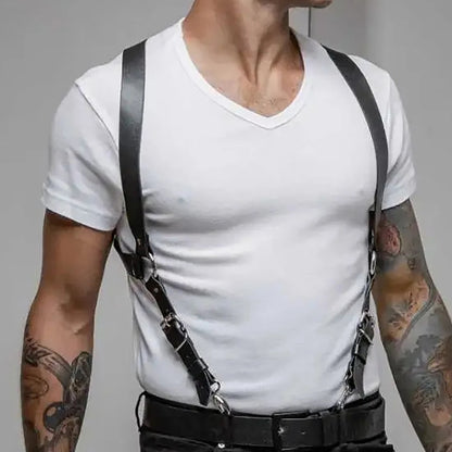 PU Leather Vest Strap Braces Suspender Men Harness Punk Chest Shoulder Belt Strap Strap Men's Belt Body Accessories