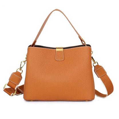 Women's Genuine Leather Handbag Luxury Bucket Style Casual Lady Fashion Shoulder Crossbody Messenger Bag for Girls 2025 Hot Sale