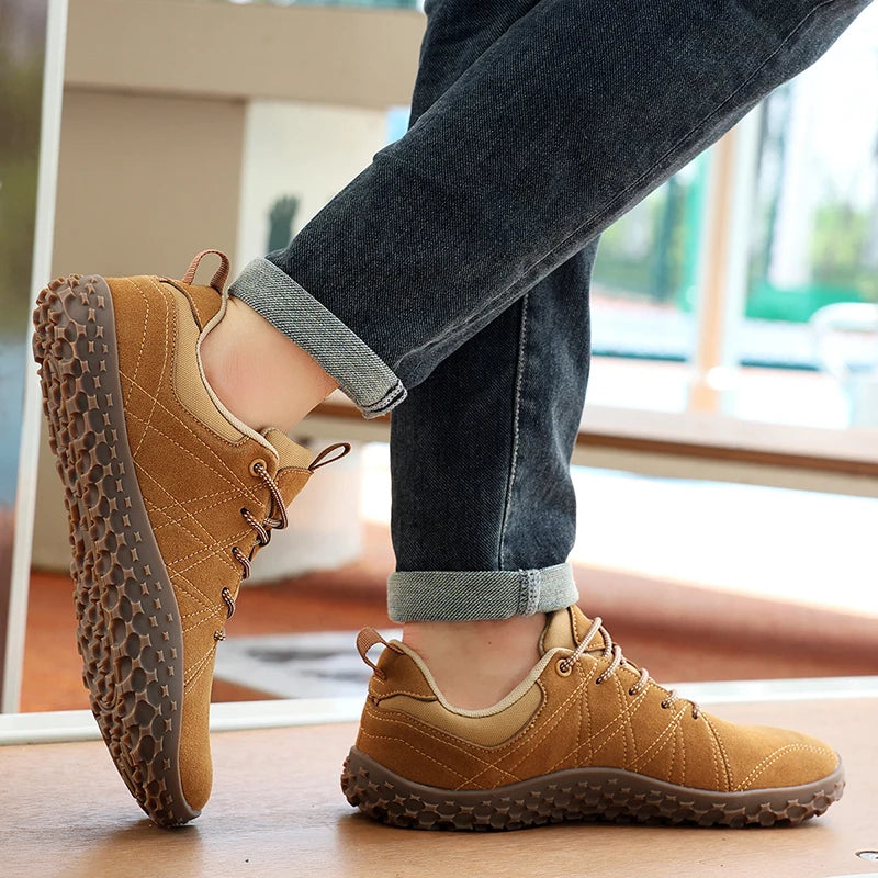 Suede Leather Shoes PU Fabric Wide Toe Shoe Anti Slip Hiking Shoe Workwear Men's Sports Shoes Women's Outdoor Walking Shoes