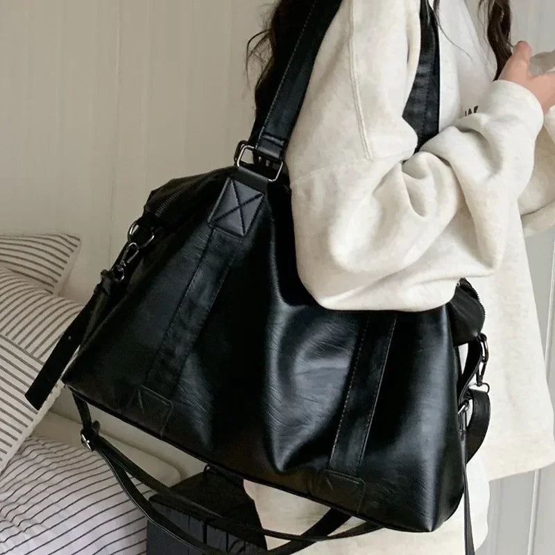 Fashion Tote Bag Leather Women Bag Simplicity Handbag Solid Vintage Shoulder Messenger Bag for Ladies