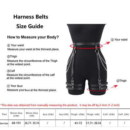 Women's Fashion PU Leather Belt Thigh Garter Tassel Chain Suitable for Daily, Holiday Party Dress Matching Accessories