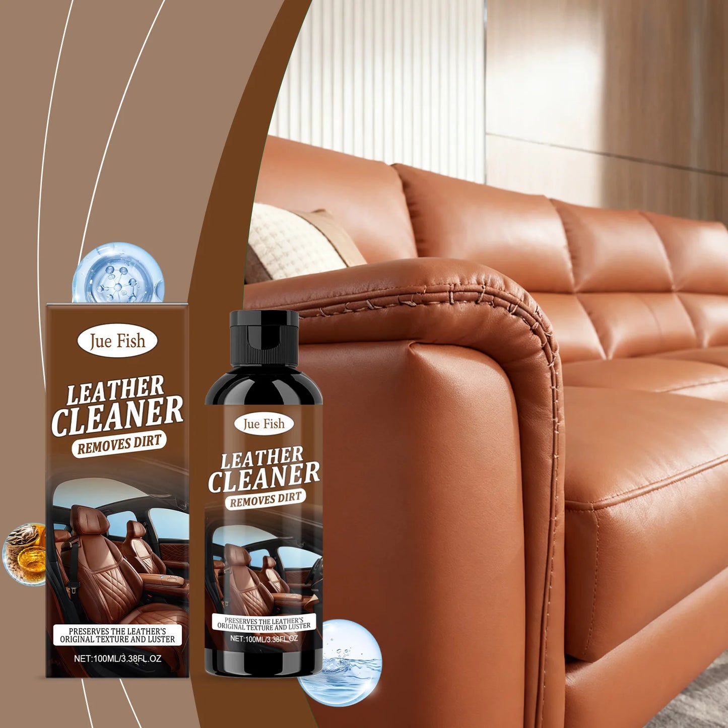 Leather Cleaner - A Universal Cleaner for Stain Removal, Refurbishing and Maintenance, Suitable for Sofas and Car Seats