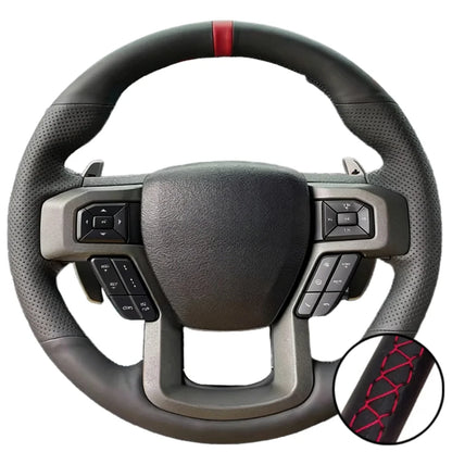 Hand Stitched Microfiber Leather King Ranch Lariat Platinum XL XLT 2015-2017 Volant Steering Wheel Cover For Ford F-150