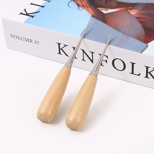 Leather Awl with Wooden Handle - DIY Shoemaking Punching Tool with Protective Sheath for Leather Repair (Piercing Tool)