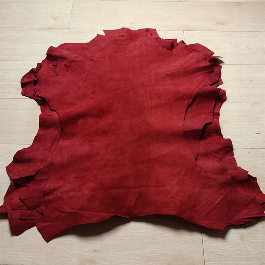0.5/0.8mm Dark Red Frosted Skin. First Layer Leather. Real Leather Fabric. Handmade DIY For Shoes. Inside. Whole Sheepskin