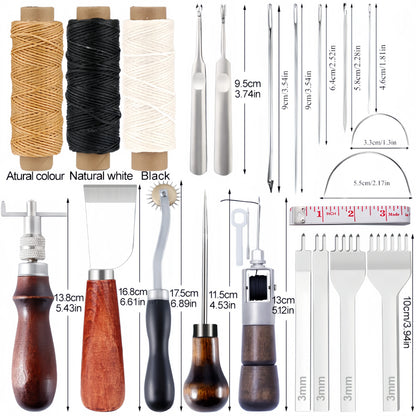 Professional Hand Sewing Leathercraft Tools Kit Saddle Groover Stitching Punch Carving Work Sets Tool For DIY Leather Accessory