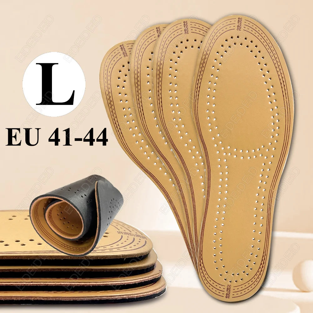 Leather Insoles For Shoes Men Women Breathable Cowhide Shoe Pads Massage Shock Absorption Cushion Sneakers Sole Insert Insole