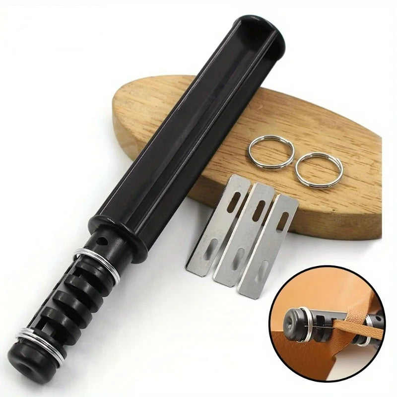 Leather Strip Cutter Tool for Leather Strap Cutter Handmade Leathercraft Knife with 3 Blades DIY Leather Cutting Tool