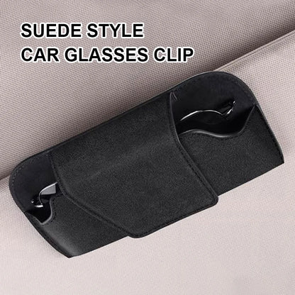 SEAMETAL Car Glasses Case Premium Suede/Leatherette Auto Sun Visor Glasses Holder Sunglasses Protective Case for Car Accessories