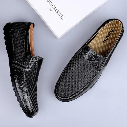 Leather Men Shoes Casual 2025  Men Loafers Moccasins Summer Breathable Slip on Boat Shoes Brand Driving Shoes Plus Size 38-47