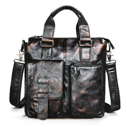 Men Original Leather Retro Designer Business Briefcase Casual 12" Laptop Travel Bag Tote Attache Messenger Bag Portfolio B259