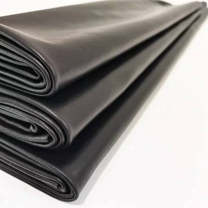 Black 0.6mm top layer sheepskin leather, handmade DIY ultra-thin clothing, genuine leather fabric, leather clothing, leather rep