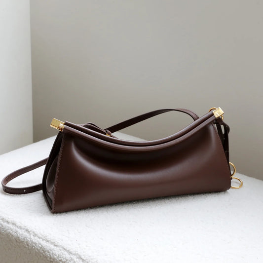 Women's Bags Genuine Leather Underarm Bag New Handbag Small Design High-End Clip Leather Simple Fashion Shoulder Bag Vintage