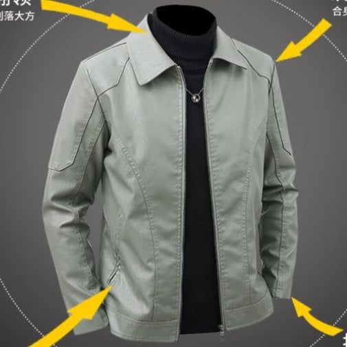 Men's Lapel Leather Jacket Spring Autumn Oversized Slim Motorcycle Riding Suit Streetwear PU Leather Waterproof Work Men Clothes