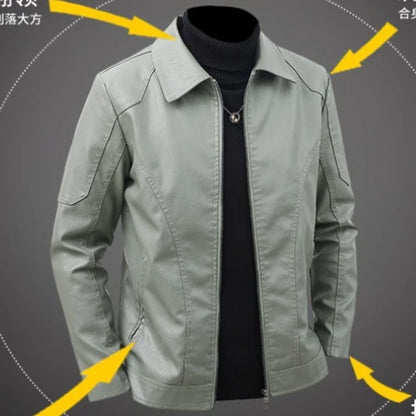 Men's Lapel Leather Jacket Spring Autumn Oversized Slim Motorcycle Riding Suit Streetwear PU Leather Waterproof Work Men Clothes