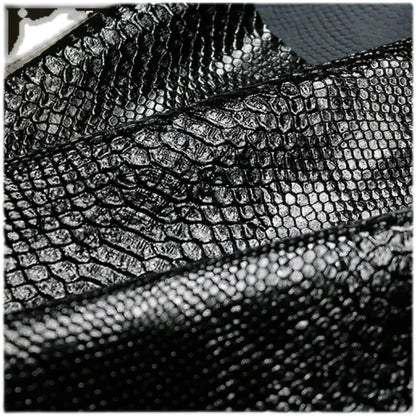 Snake Skin Pattern Matte Three-dimensional Heavy Texture PU Black Leather Textile Fabric Coat Clothing Designer Fabric