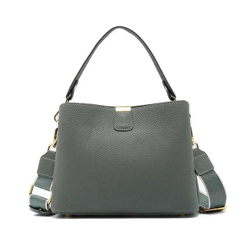 Women's Natural Cow Real Leather Bag Ladies Casual Commuter Shoulder Bags Female Fashion Luxury Retro Crossbody Cowhide Handbag