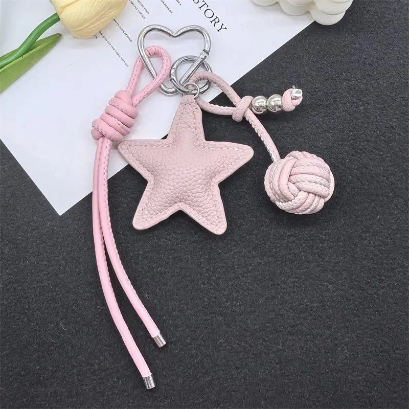 Leather Star Maillard Bag Pendant Bag Hanger Car Keychain Jewelry Gift Decoration Accessories