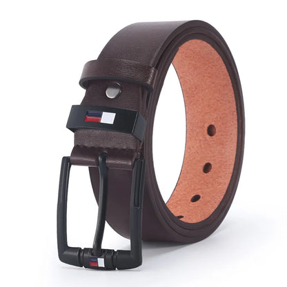 Men's PU Leather Alloy Pin Square Buckle Belt Business Leisure Belts 2023 Fashion Black Coffee Brown Waist Belts for Men