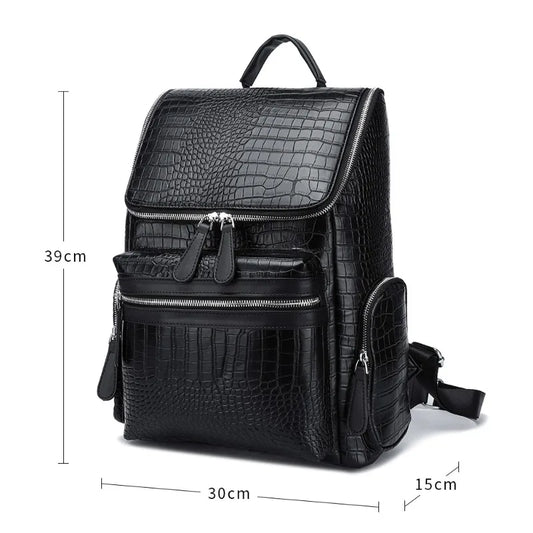 Alligator Leather Men's Backpack Business Laptop Bag Men Large Capacity Travel Backpacks Schoolbag Rucksack Student School Bag