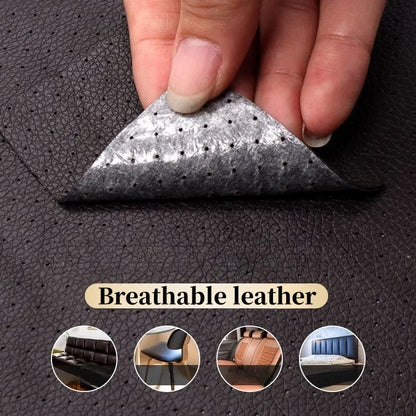 Repair Patch Breathable Perforated Synthetic Leather Tape with Adhesive Backing for Sofa Car Seat Wallets Cuttable Renovation