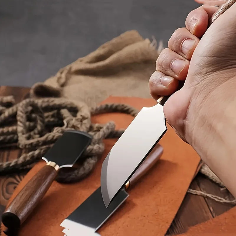 Leather Cutting Tools Straight Edge Beveled Edge Rounded Edge, Comfortable Grip Durable Wooden Handle, Precision Trimming and Th