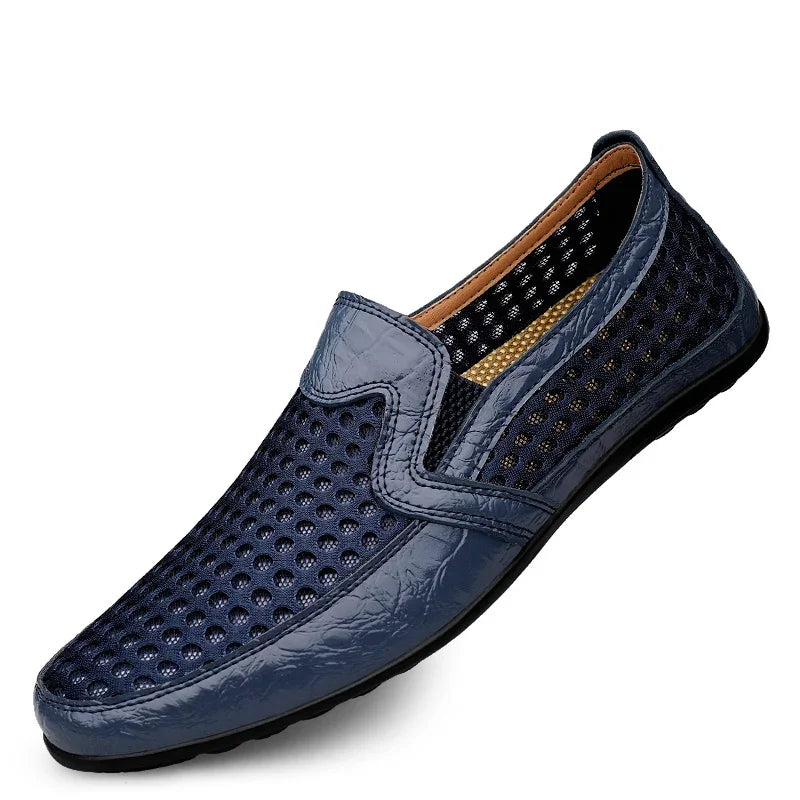 Leather Men Shoes Casual 2025  Men Loafers Moccasins Summer Breathable Slip on Boat Shoes Brand Driving Shoes Plus Size 38-47