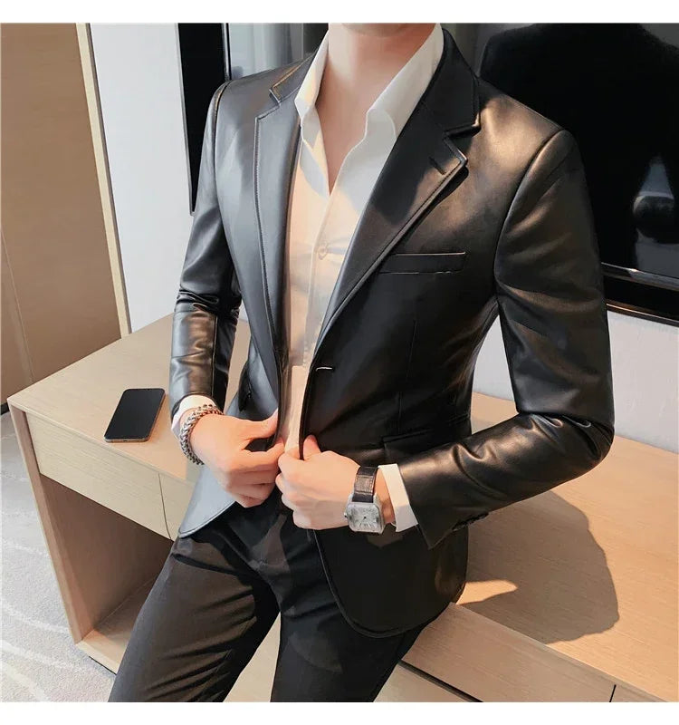 high quality Casual Leather Jackets Male Slim Fit Fashion Casual Leather Jackets/Man Coats Brand Clothing Men's Autumn Jackets