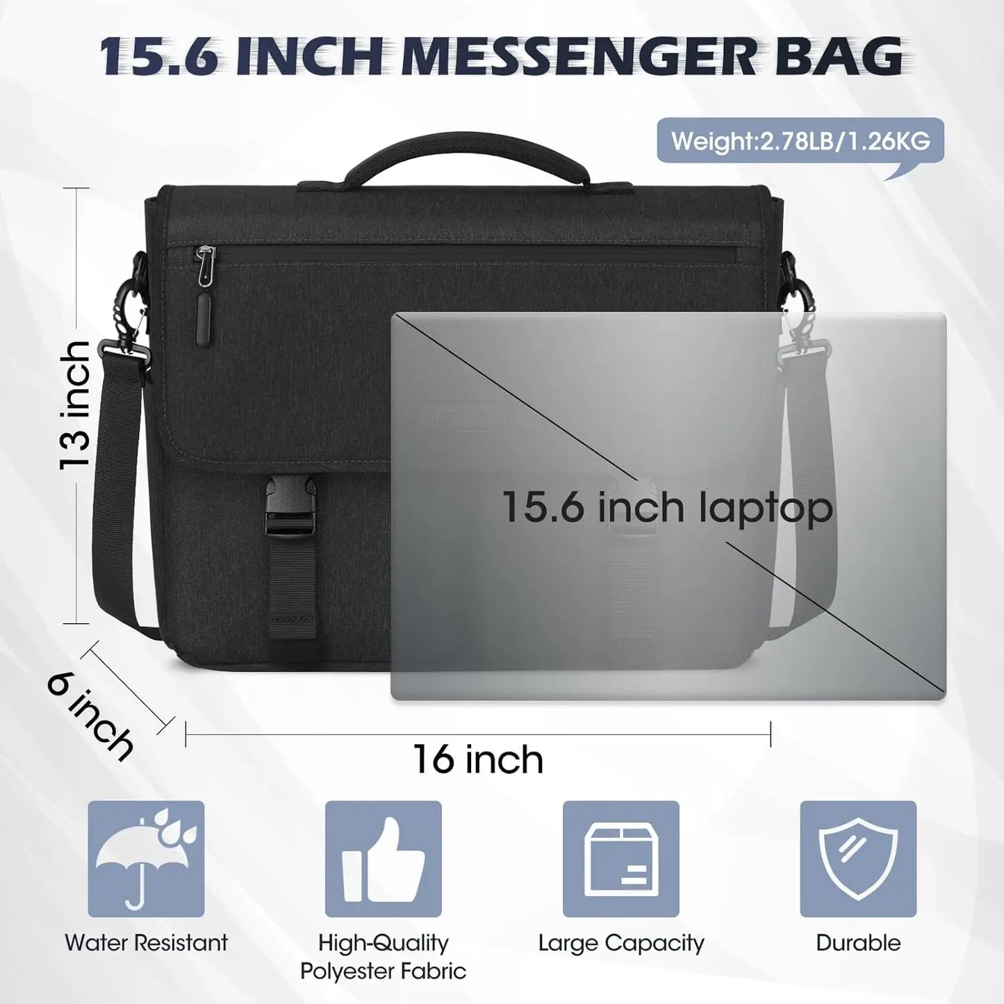 Laptop Briefcases for Men 15.6 Inch Laptop Bag Water resistant Computer Bag Lightweight Shoulder Satchel Bags