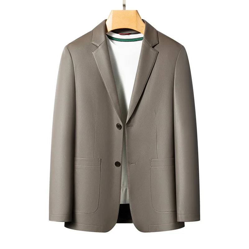 Spring and Autumn Leather Jackets, Casual Leather Suits, Men's Leather Jackets, Sheepskin Slim-Fit High-End Genuine Leather Jack