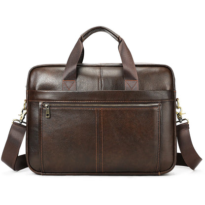 Men's Fashionable Genuine Leather Business Briefcase with Large Capacity151-inch laptop handbag made of top-grade cowhide