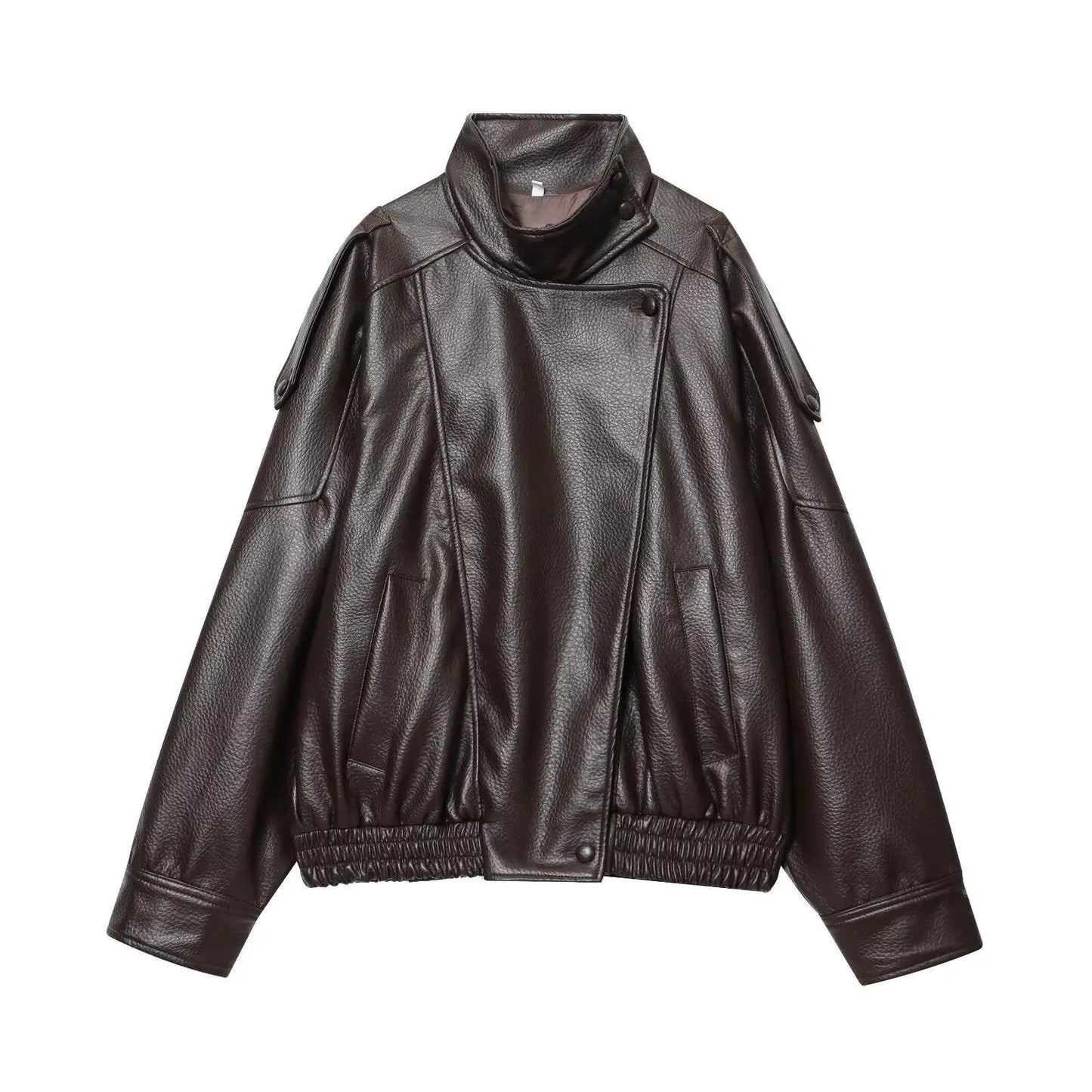 Women Fashion Leather Jacket Autumn Winter Loose Causal PU Faux Leather Jackets Coat Fashion Street Motorcycle Jackets