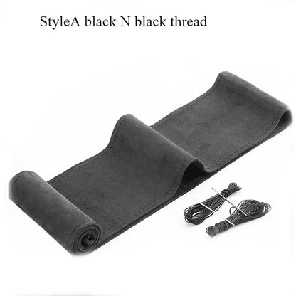 DIY Leather Steering Wheel Covers Soft Fiber Universal Braid Car Steering-Wheel With Needles and Thread Interior Accessories