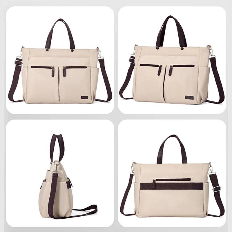 【 Laptop Bag 】 Nylon casual ladies' laptop bag, daily commuting briefcase, lightweight double main pocket single-shoulder bag