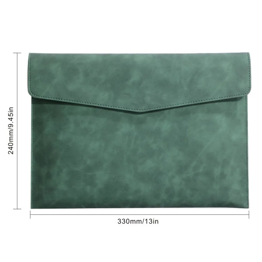 Business Company Office Leather Document Bag, Material Storage Multi-functional A4 Hasp File Bag, Simple Waterproof Laptop Bag