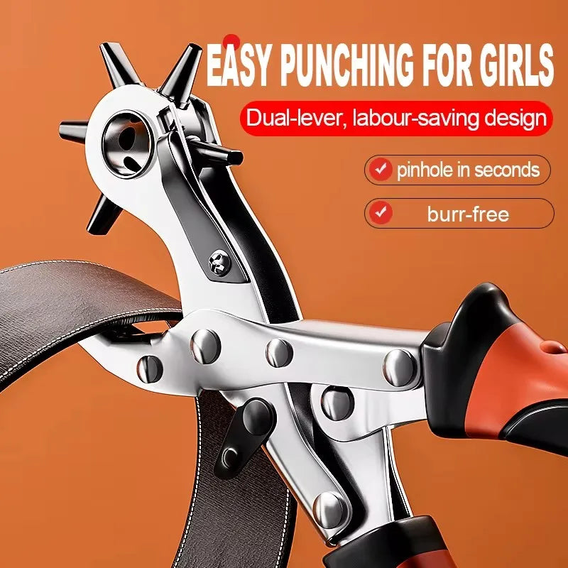 Leather Hole Punch Pliers Tools Multifunctional StainlessSteel Belt Hole Punching Tool Heavy Duty Eyelet Puncher Crafts Tool