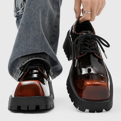 Men's thick soled leather shoes Luxury designer style Work Business Office fashion party 38-46 Casual lace up derby shoes