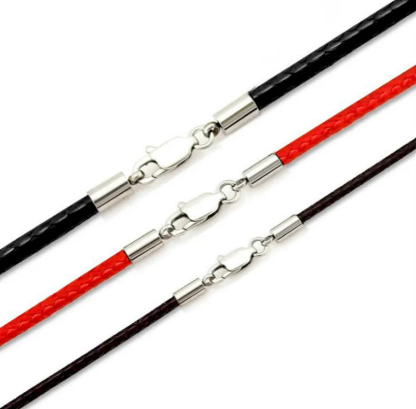 Braided Leather Cord for DIY Lanyard Pendant Necklace Making String Rope Thread Jewelry Making Stainless Steel Lobster Clasp