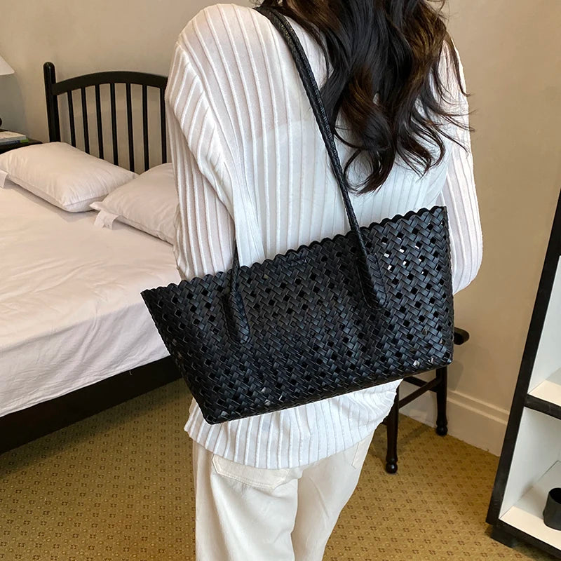 Fashion Woman Shoulder Bags for Women 2026 Brand Luxury Designer Bag Female Totes Purses Ladies Woven Shoulder Handbag Summer