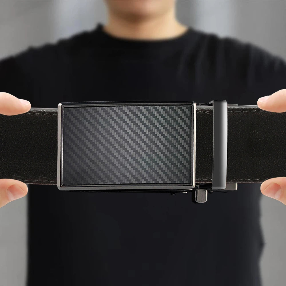 Leather belt men High Quality PU Leather Belts, Automatic Buckle Belt, Adjustable No Hole Belt Jeans Belt for Men