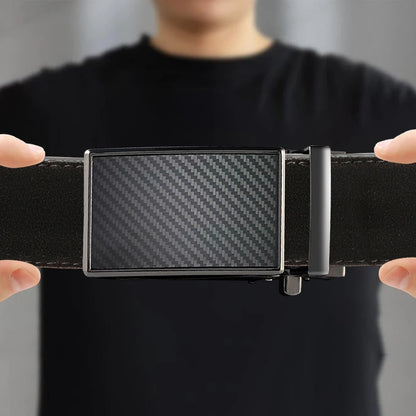 Leather belt men High Quality PU Leather Belts, Automatic Buckle Belt, Adjustable No Hole Belt Jeans Belt for Men