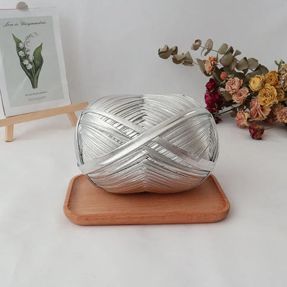 200g  Advanced customized metal texture strip thread handmade DIY woven bag material luminous bright leather material