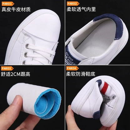 Leather shoes white 2020 spring, autumn, and winter casual shoes flat soled  soft soled breathable sports shoes