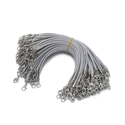 10pcs 2mm PU Leather Wax Thread 13cm Braided Strings With Alloy Lobster Clasp Bracelet Cord for DIY Jewelry Making Supplies