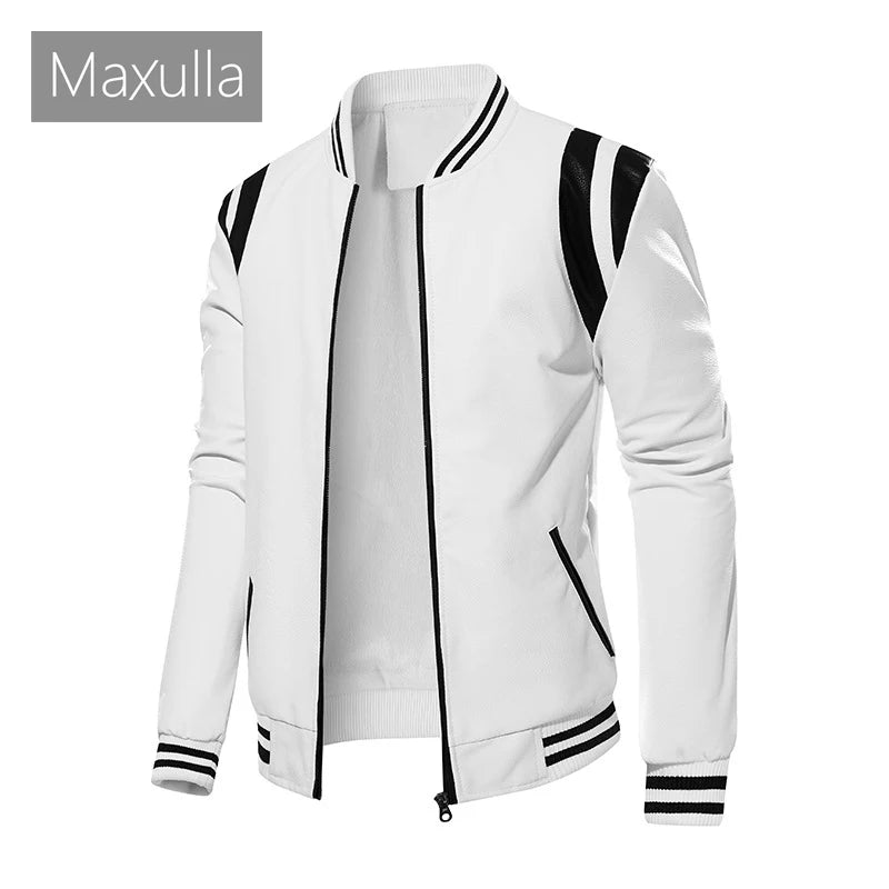 Autumn Winter Men's PU Leather Jackets Fashion Man Motorcycle Coats Male Patchwork Streetwear Zipper Leather Jackets Clothing